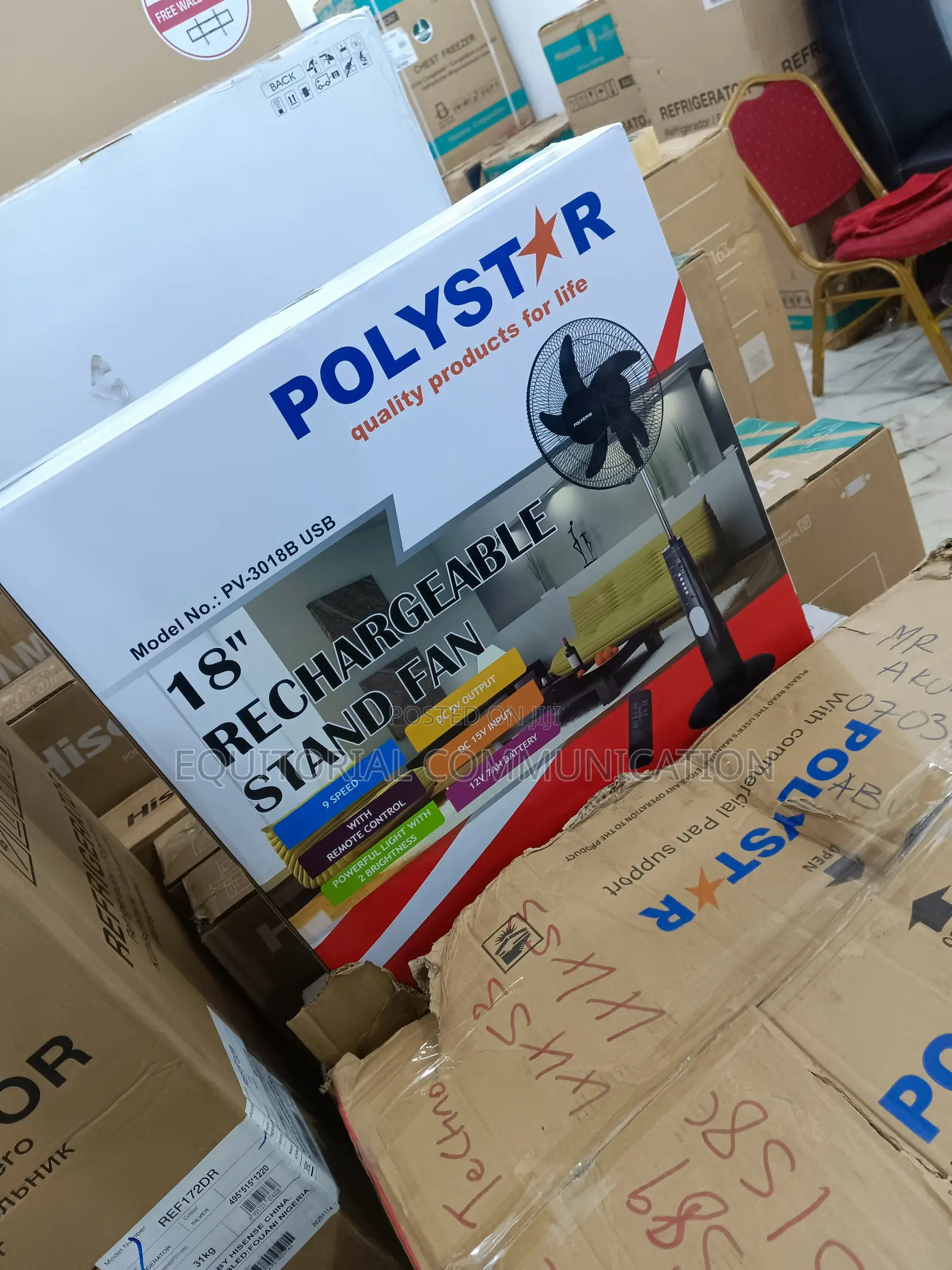 Polystar Standard Rechargeable 18" Stand Fan Pv3018b in Ajah Home