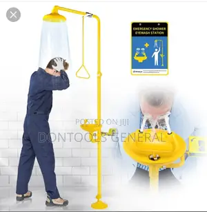 Yellow Galvanized Combination Shower And Eye Wash Station