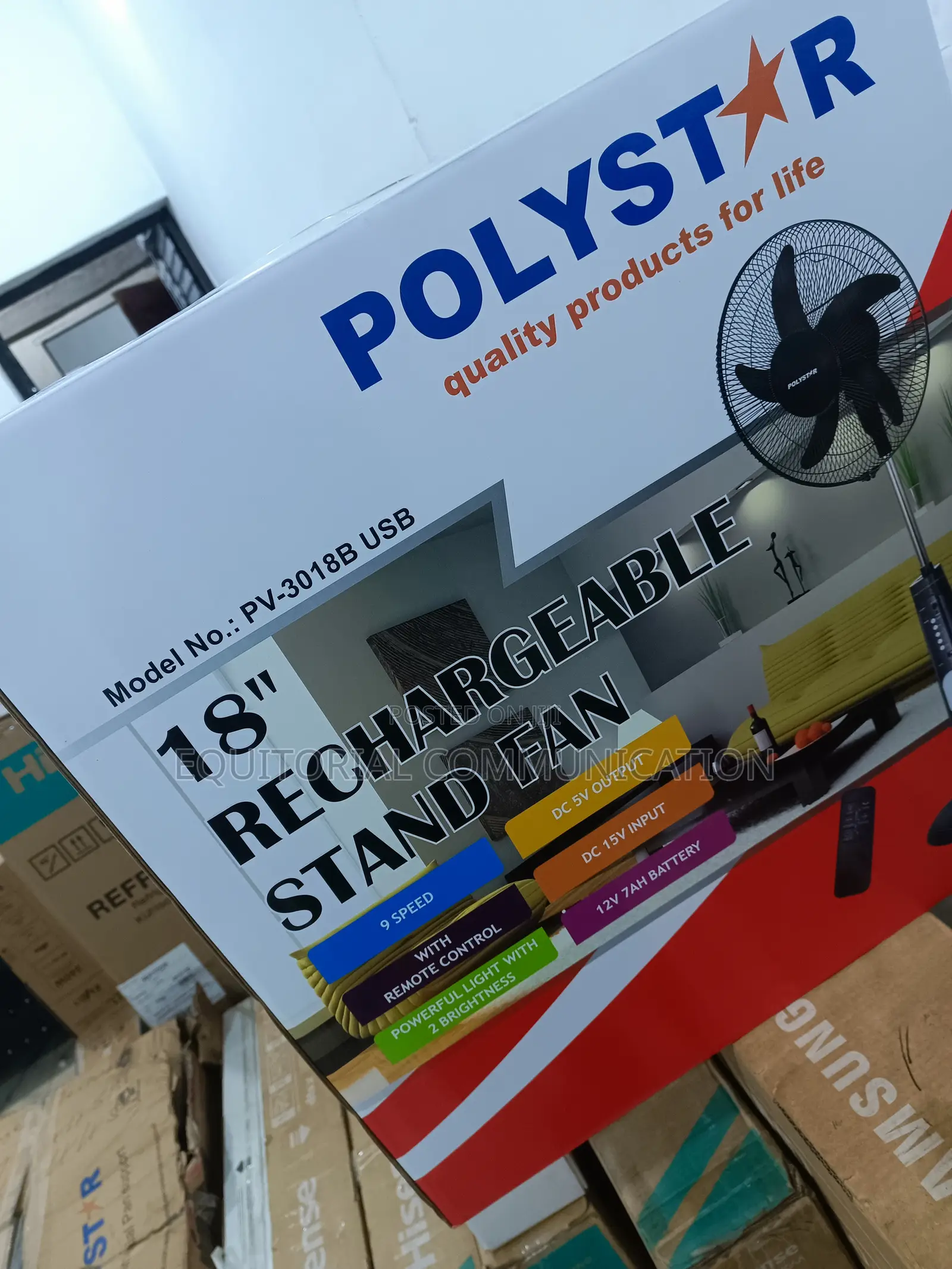 Polystar Super Strong 18" Rechargeable Stand Fan
