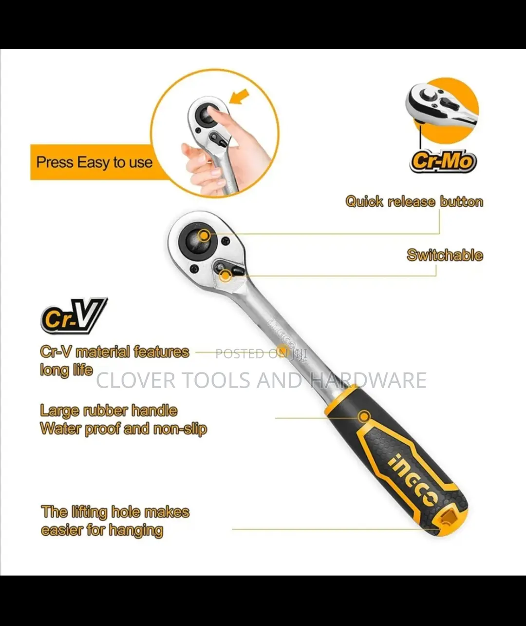 Ingco Rachet Power Tools INGCO Ratchet Wrench 1/2