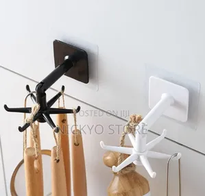 Kitchen 6 Hooks 360° Rotating Folding Rack for Organizer