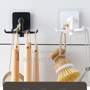 Kitchen 6 Hooks 360° Rotating Folding Rack for Organizer