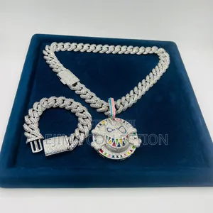High Quality VVS Moissanite Zircon Cuban Necklace Complete