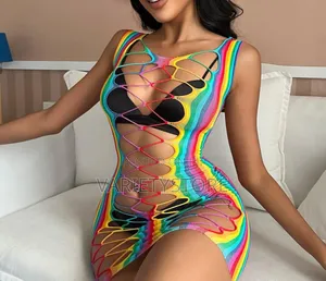 Sexy Rainbow Fishnet Body Stocking Lingerie