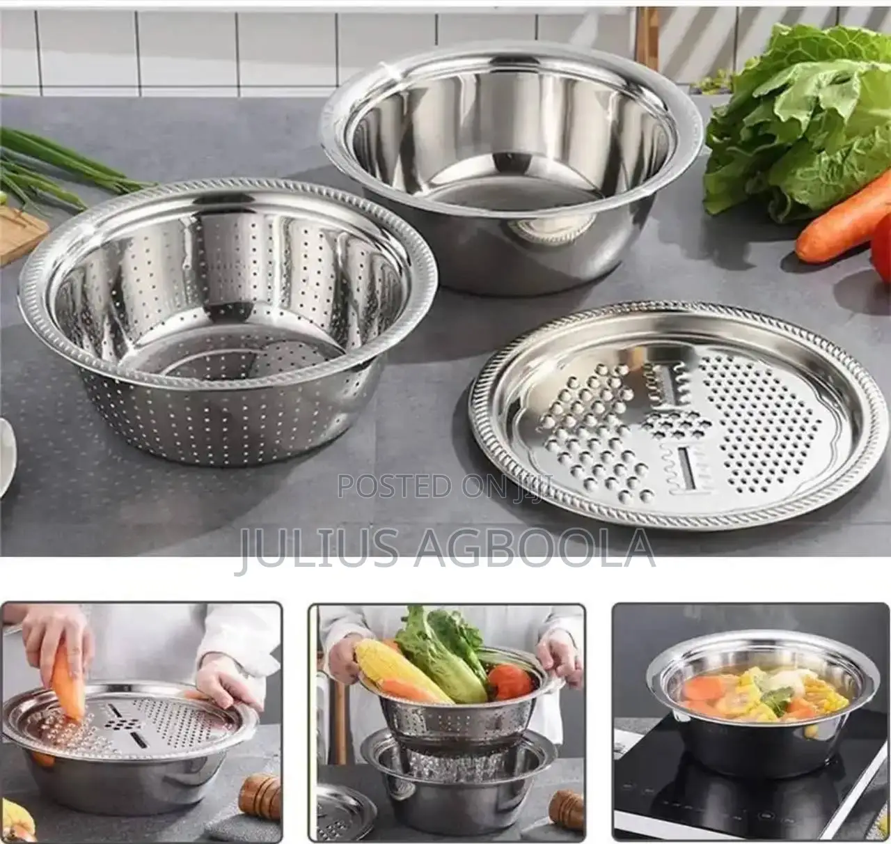 3 in 1 Colanders Basin Mixing Bowl Set