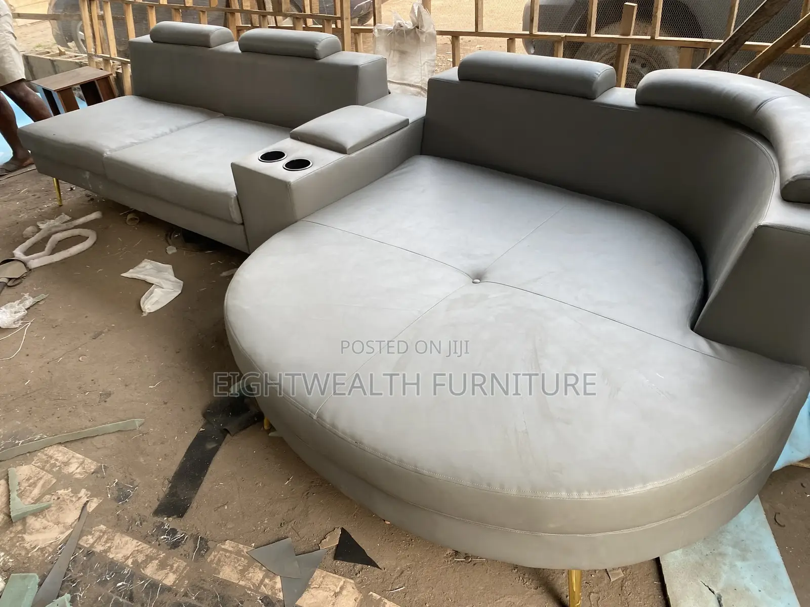 Round Corner L-Shape Sofa