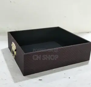 Brown Open Leather Gift Hamper Xmas Food Tray