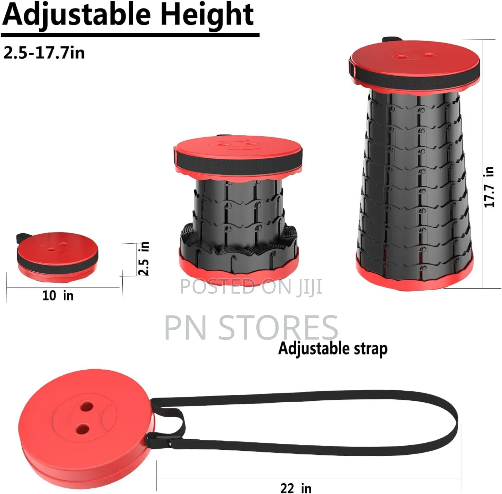 Portable Adjustable Height Folding Telescopic Stool