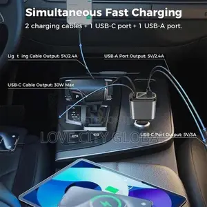 Car Roof Starlight 4 in 1 3ft 66w Fast Car Charger Adapter