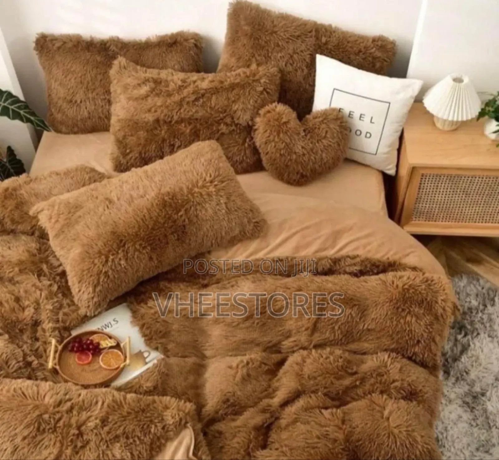 Fluffy Fur Bedding Set Brown