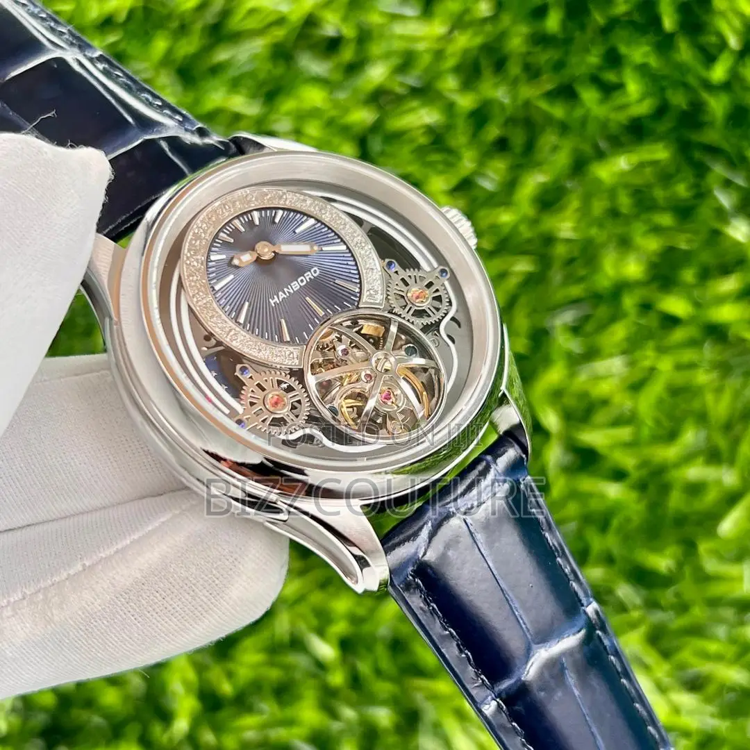 Original Hanboro Mechanical Black Leather Strap Watch
