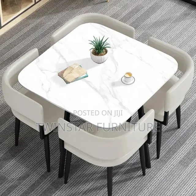 New Modern Marble Top 4 Seaters Dinning Table Set