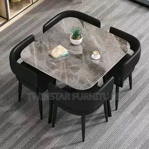 New Modern Marble Top 4 Seaters Dinning Table Set