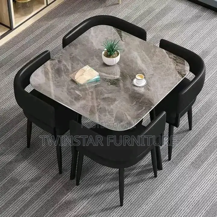 New Modern Marble Top 4 Seaters Dinning Table Set