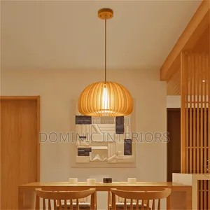 Modern Wood Pumpkin Pendant Light