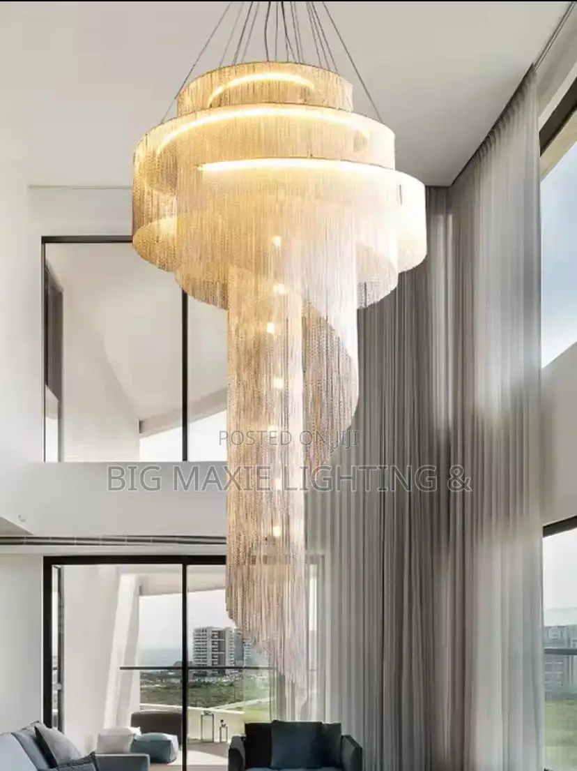 Modern Luxurious Spiral Chain Chandeliers