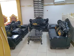 Egyptian Leather Royal Sofa
Set, 2 Side Stool Table