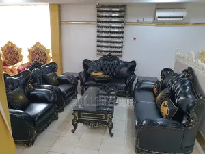 Egyptian Leather Royal Sofa
Set, 2 Side Stool Table