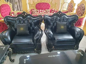 Egyptian Leather Royal Sofa
Set, 2 Side Stool Table