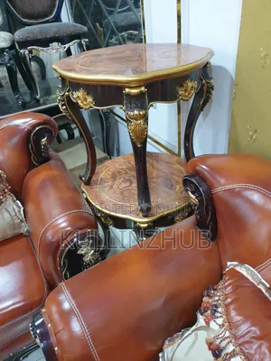 Luxury Egyptian Leather Royal Sofa Set, 2side Stool, Table