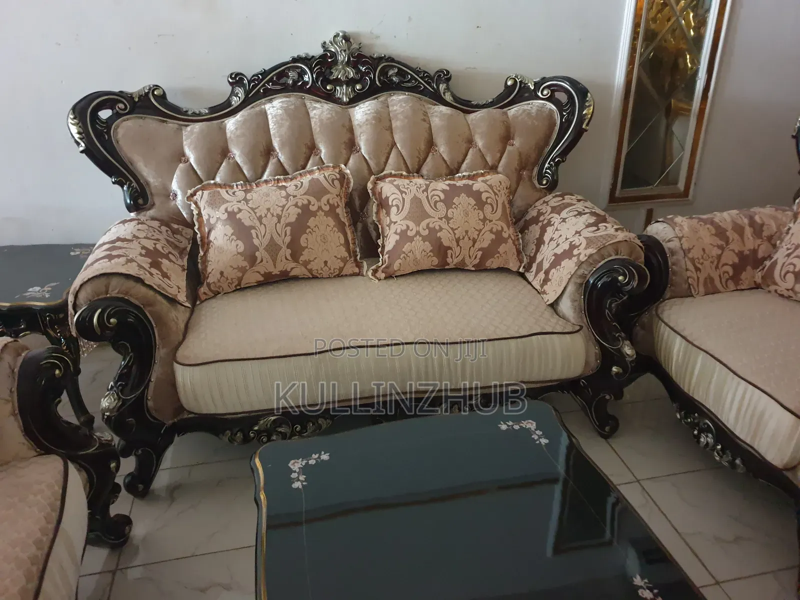 Egyptian Luxury Fabric Royal Sofa
Set, 2side Stool, Table