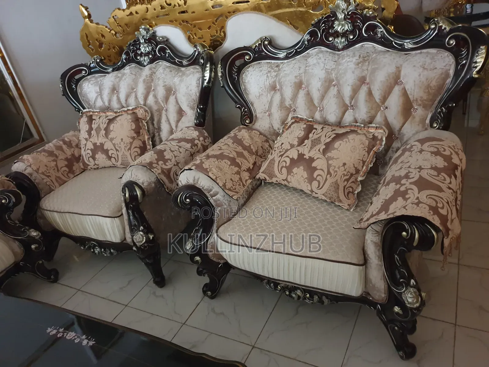 Egyptian Luxury Fabric Royal Sofa
Set, 2side Stool, Table