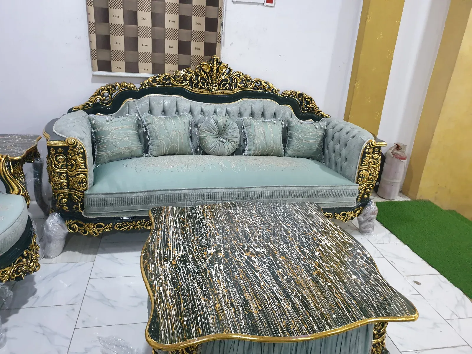 High Quality Egyptian Royal Fabric 9 Seater Sofa, 2stool