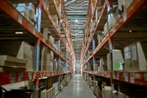 Warehouse Storage Rack With Conveyor and Stairs