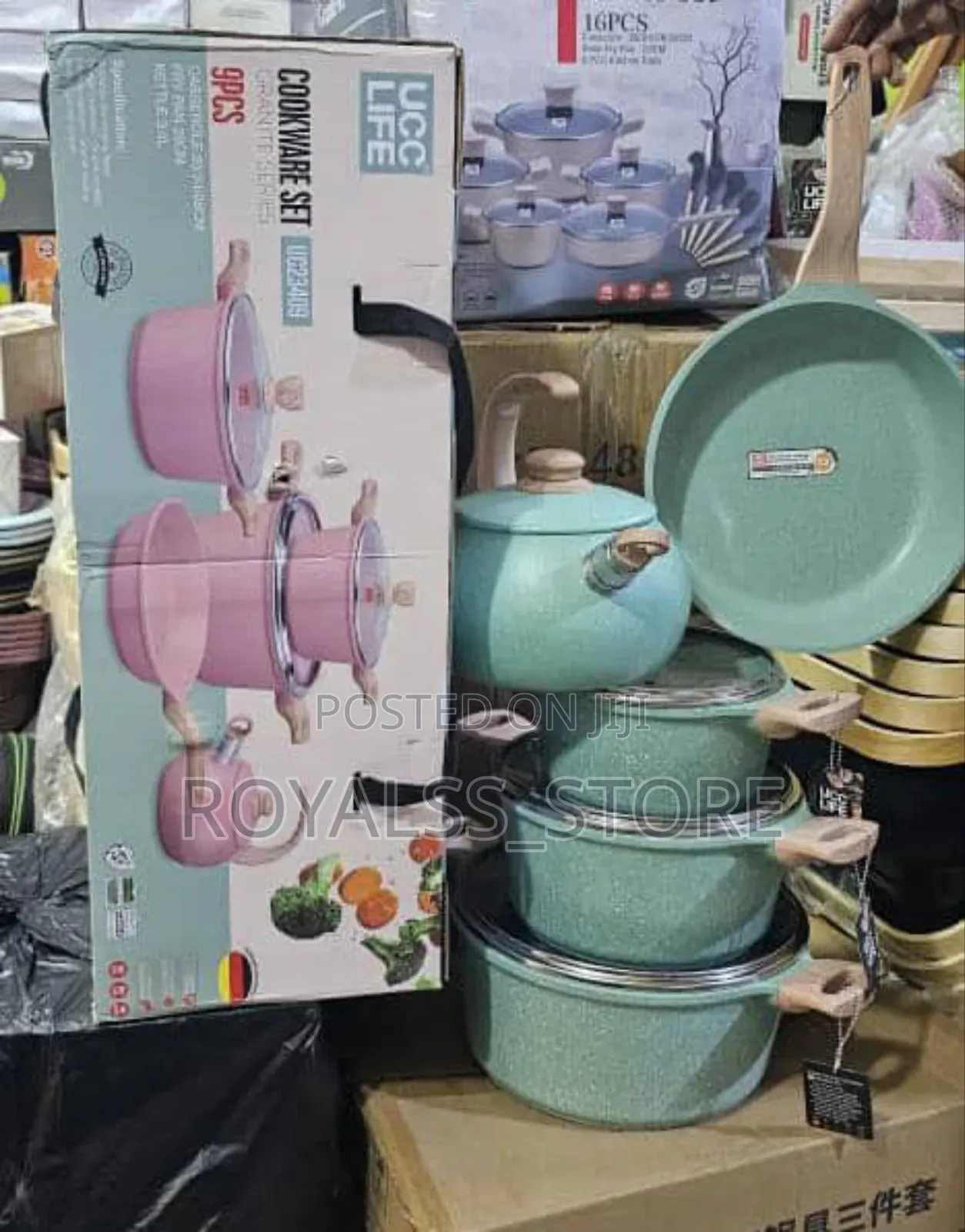 Nonstick Cast Granite Cookware Set With Kettle