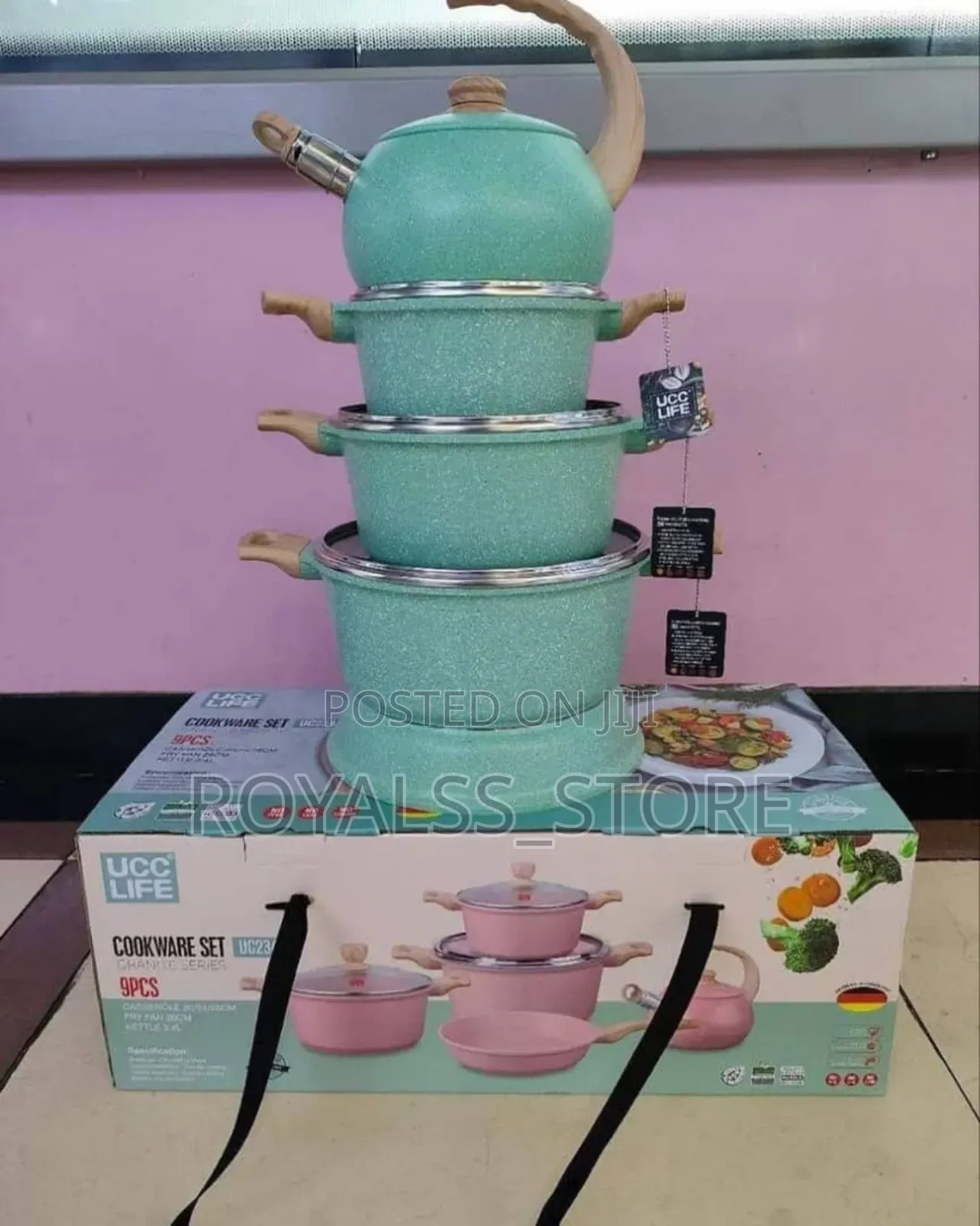 Nonstick Cast Granite Cookware Set With Kettle