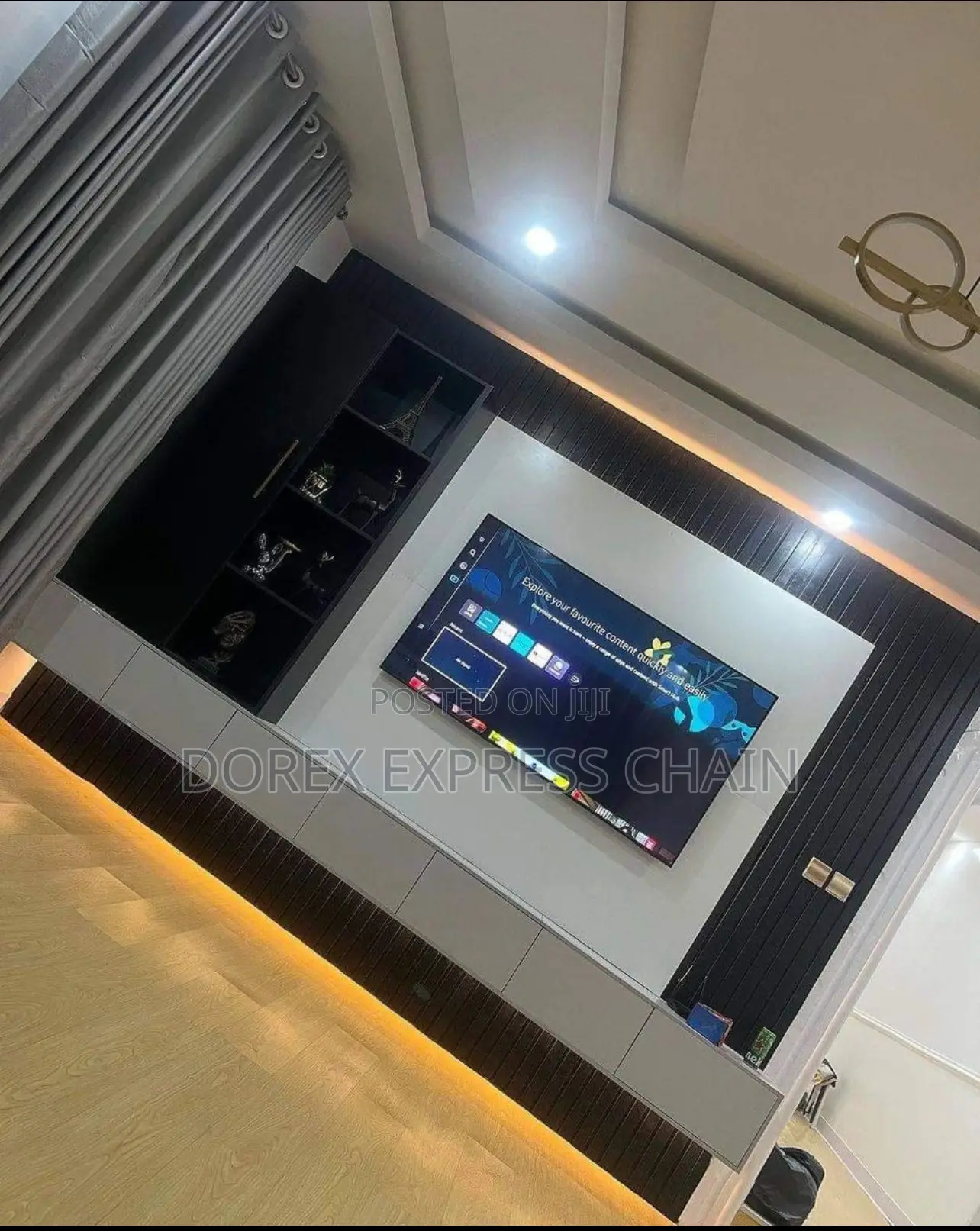 Modern Tv Console With Decorative Elements