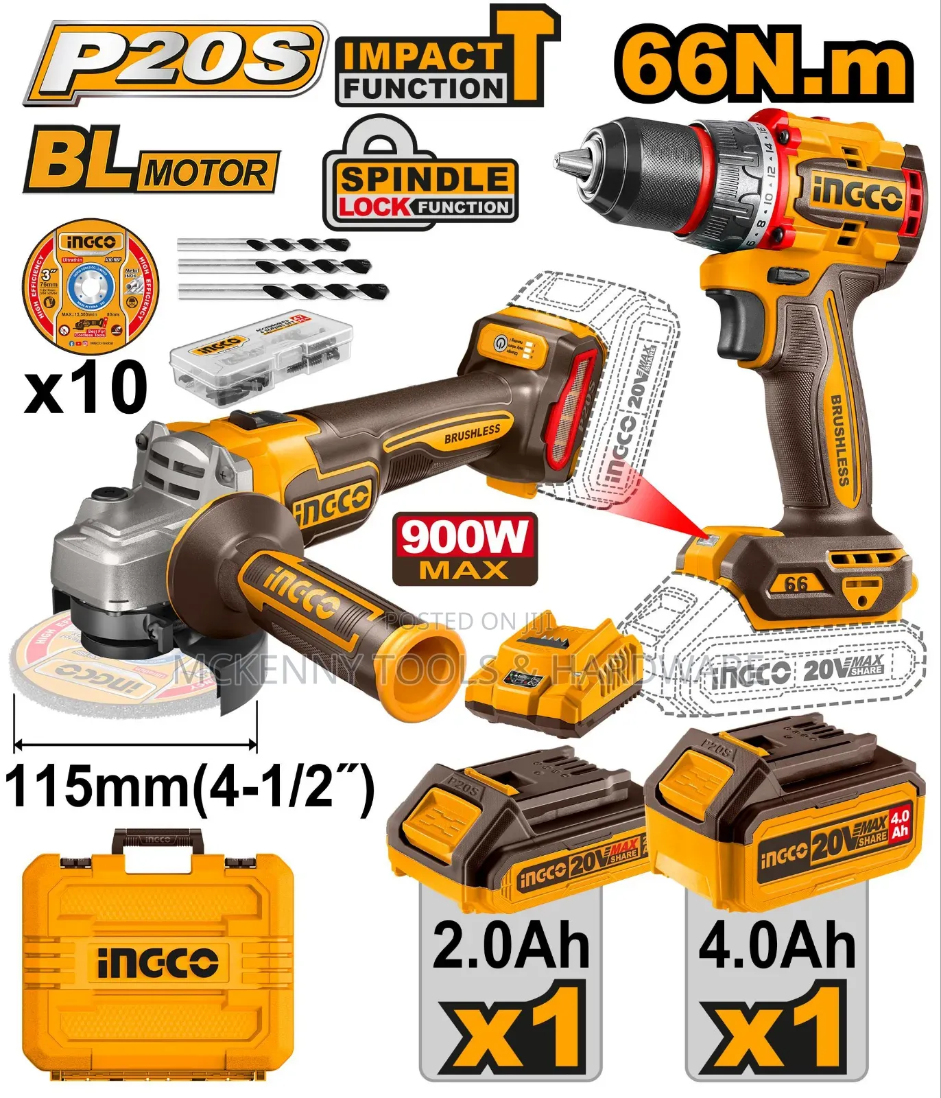 Combo 2 PCS Angle Grinder Cordless X Drill Machine Cordle