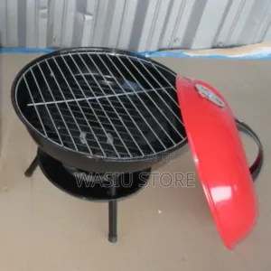 Portable Metal Kettle Trolley Barbecue Wood Charcoal Grill