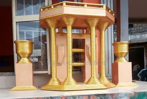 Gold Color Pulpit and 2 Flower Vase