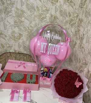 Hot Air Ballon and Flower Bouquet