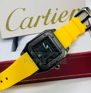 Cartier Yellow Rubber Strap Wristwatch