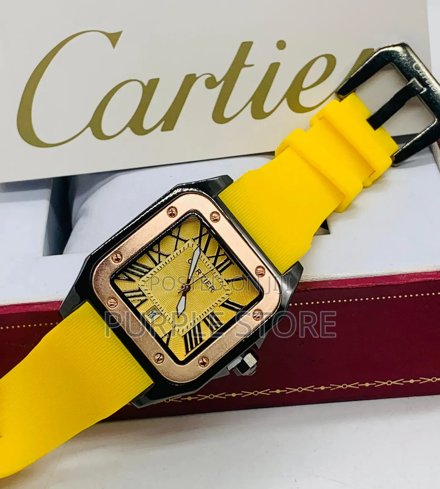 Cartier Yellow Rubber Strap Wristwatch