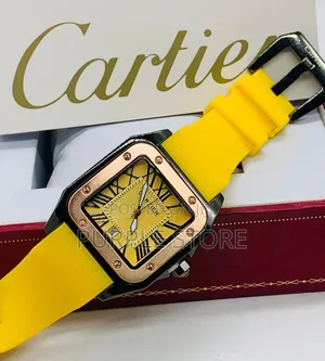 Cartier Yellow Rubber Strap Wristwatch