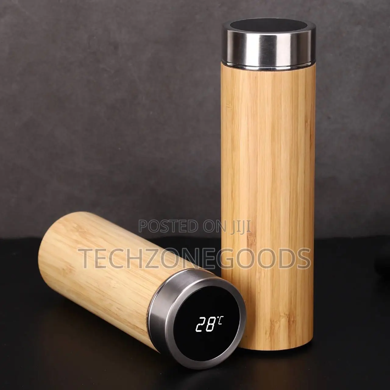Bamboo Temperature Led Flask