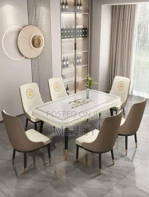 Luxury Dinning by Six Seaters With Marble Top