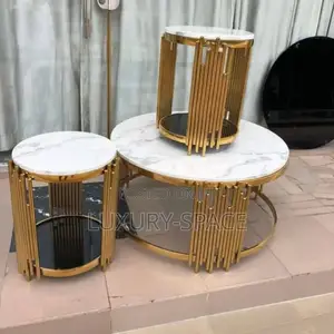 Marble Center Table Set With Side Stools