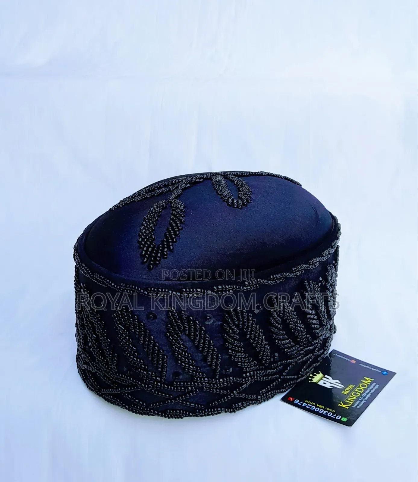 Beaded Royal Cap White