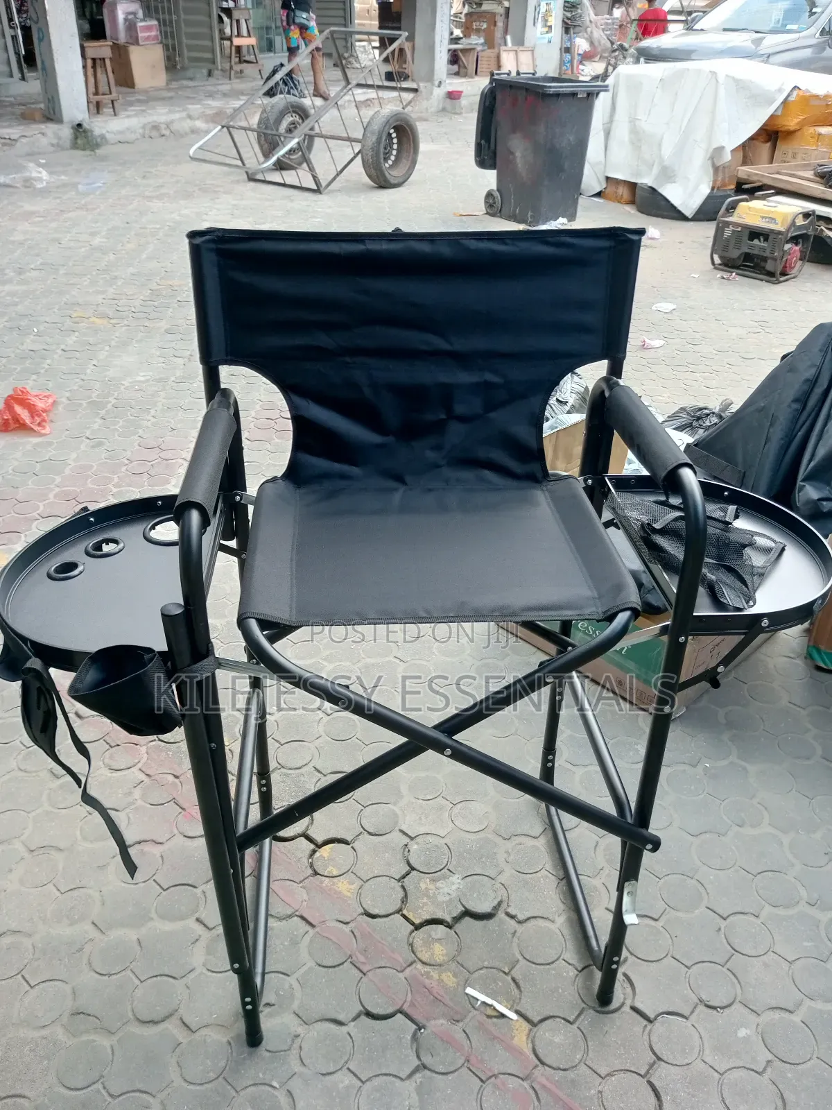 Foldable Makeup Chair Double Tray