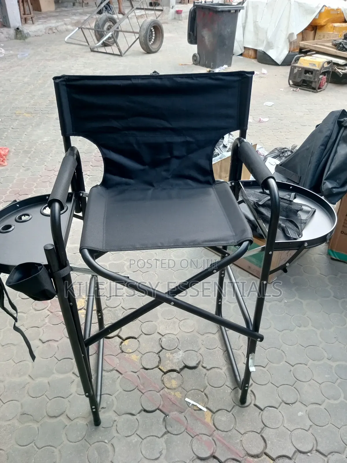 Foldable Makeup Chair Double Tray