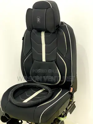 5 Seater Black and White Leather Seat Cover