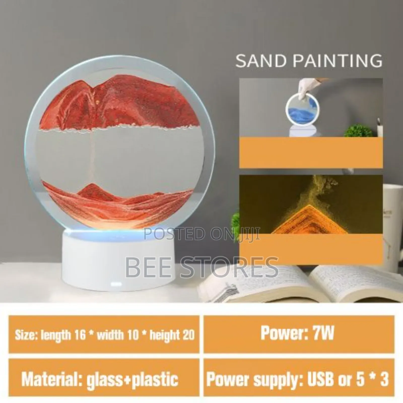 Moving Sand Art Decor 3D USB Night Light Desktop Decor