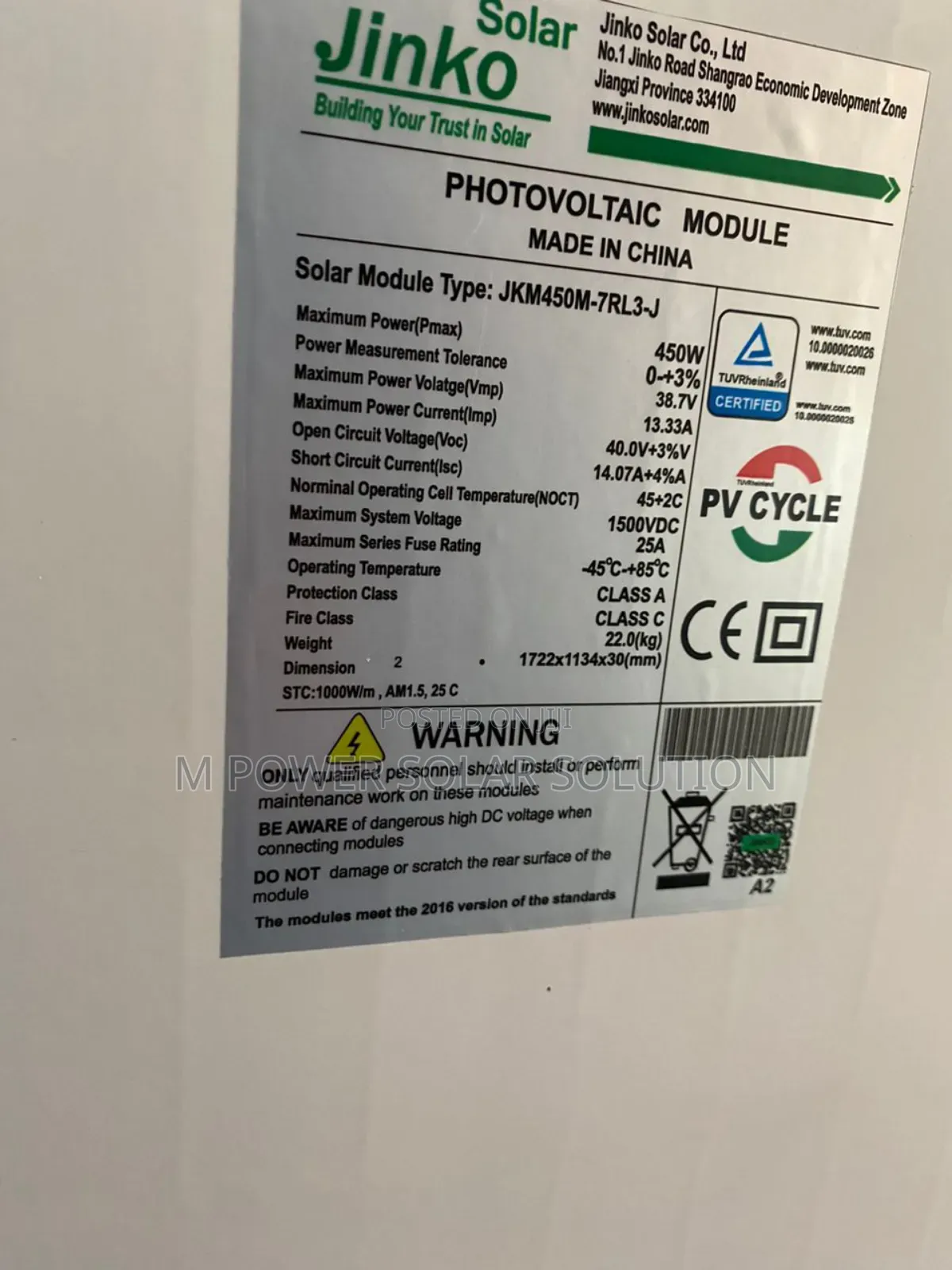 450w Jinko Halfcut Mono Solar Panel