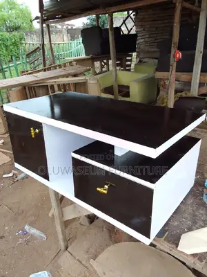 White and Black Center Table With Drawers