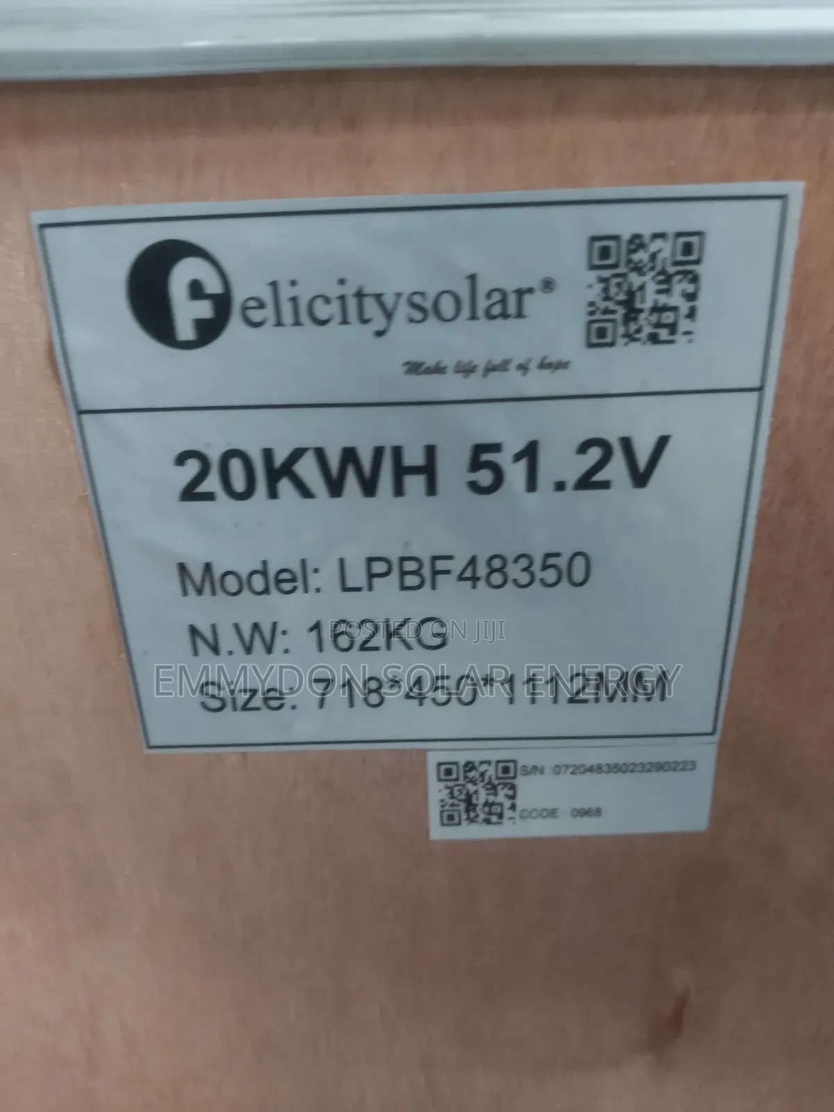 Felicity Lithium Iron Battery 20kwh 51.2v