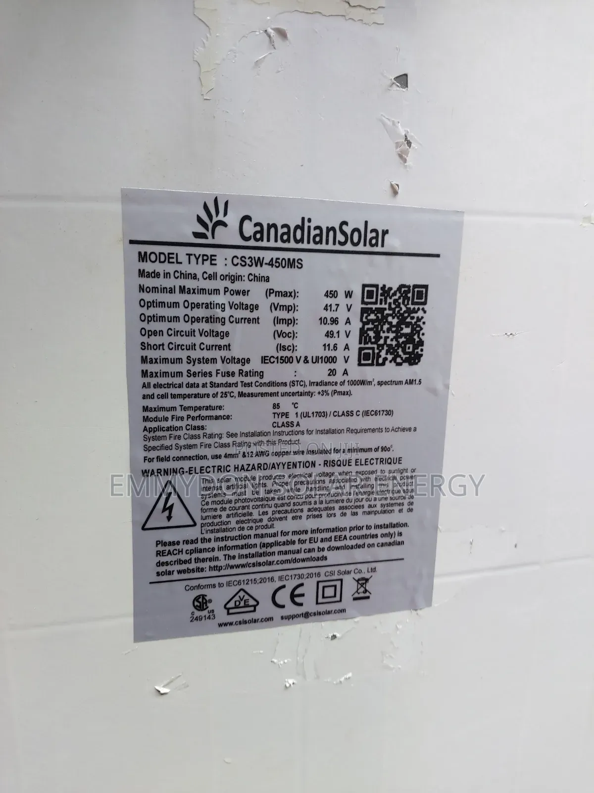 Original Canadian 450watt Solar Panel